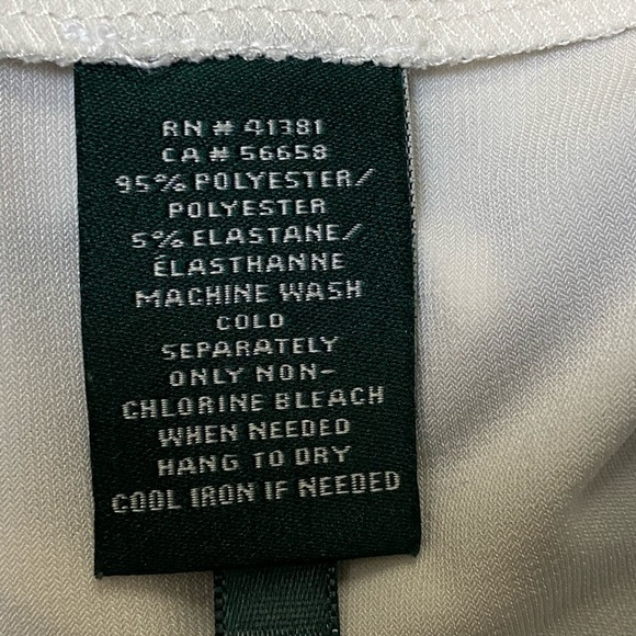 Lauren Ralph Lauren‎ Cream & Gray Geometric Print Stretch MIDI with Roused Waist - Picture 7 of 8